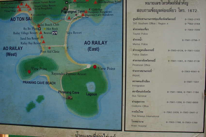 Railay beach map